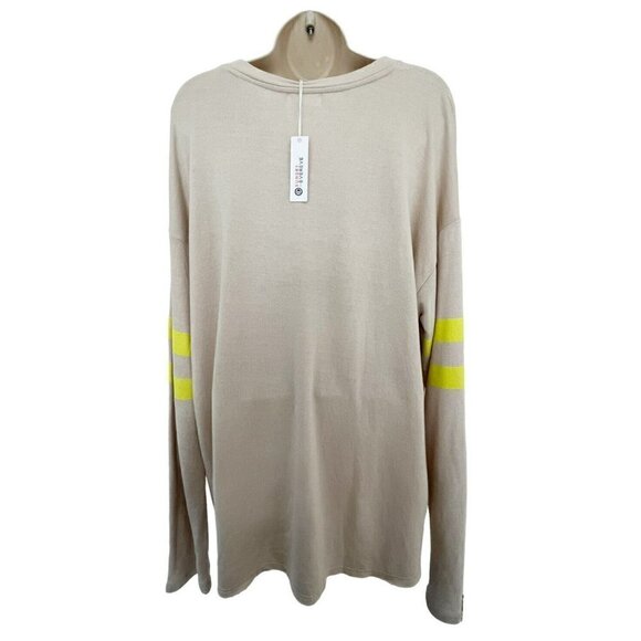 SUNDRY X EVEREVE NWT Ivory Trapeze Sweatshirt w/ Yellow Stripes  Sz 4 (XL) NWT - Picture 4 of 10